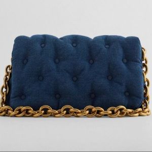 ZARA NWT DENIM HANDBAG GOLD CHAIN